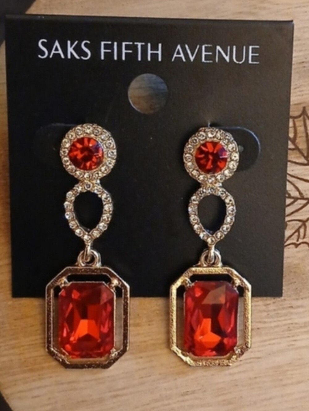 New Women's Red Crystal Drop Gold Statement Cocktail Earrings Jewelry - Picture 13 of 13